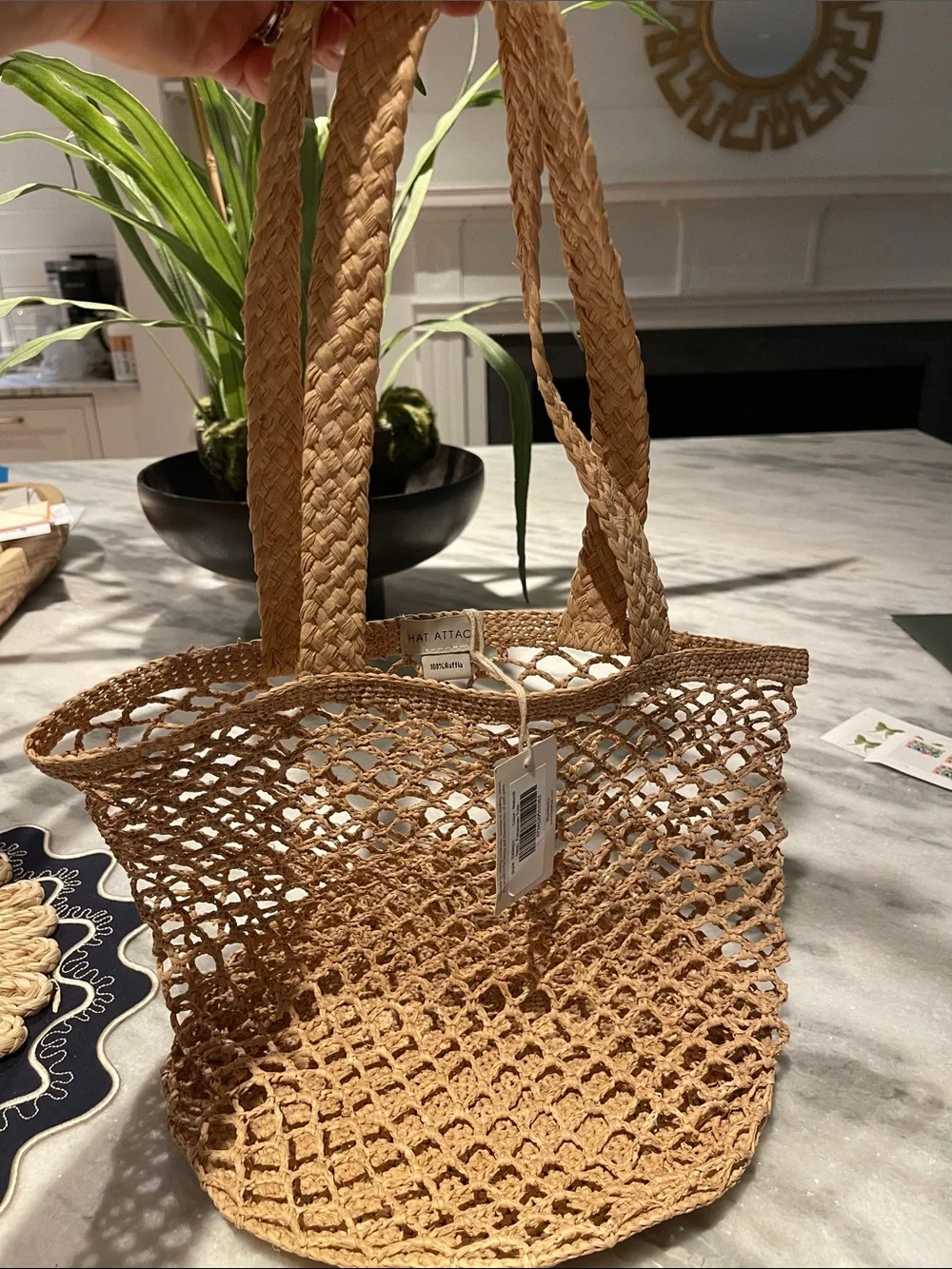 *NEW with tags Hat Attack Natural Tan Woven Fishermans Tote